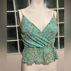 Floral green Spaghetti Strap Tank Top size S
